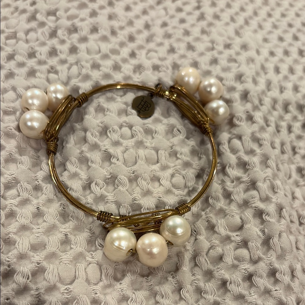 Bourbon and Bowties Gold Cream Pearl Bracelet